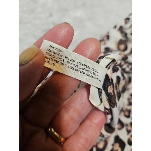 Soma Brown Animal Print Pajama Top Short Sleeve Lace Trim SZ M - Picture 5 of 7